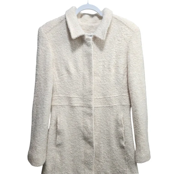 Vintage Marvin Richards Trench Coat Cream Bouclé Wool Blend Size Medium EUC - Picture 3 of 16
